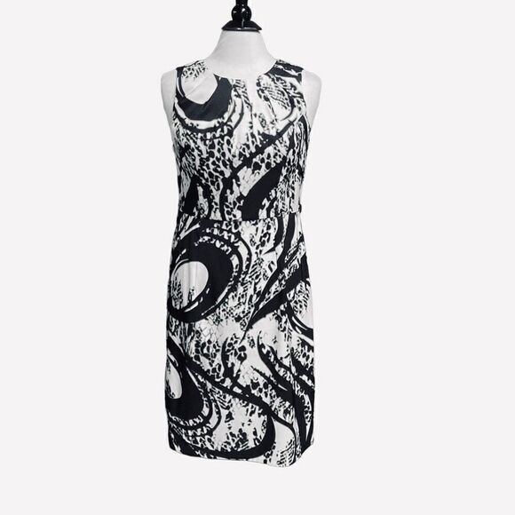 Dress Barn Black & Off White Sleeveless Dress Size 10 - Picture 1 of 7